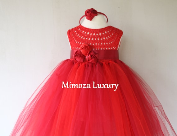 Red Flower girl dress
