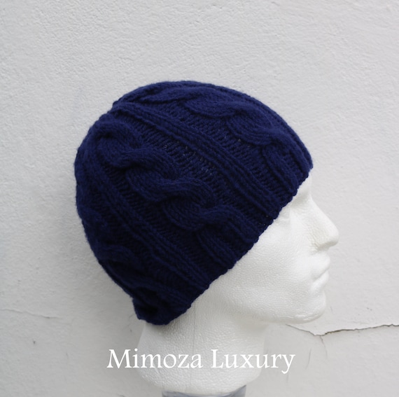 Navy Men's Beanie hat, Hand Knitted Hat in navy, blue beanie hat, knitted men's, women's beanie hat , navy autumn winter beanie hat, ski hat