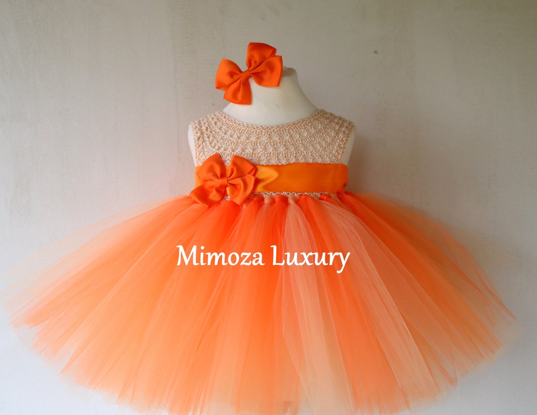Peach/orange Girls Dress - Etsy