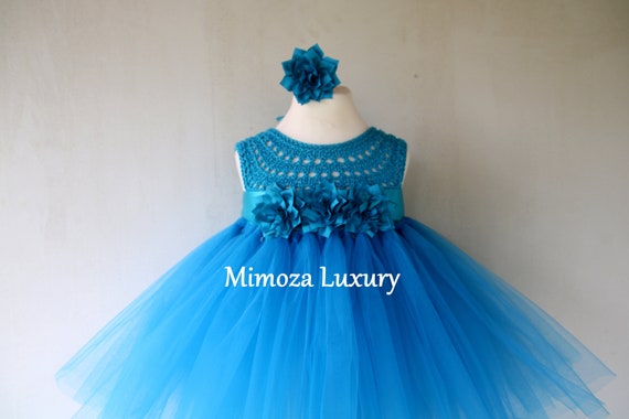 Petrol blue girls tutu dress