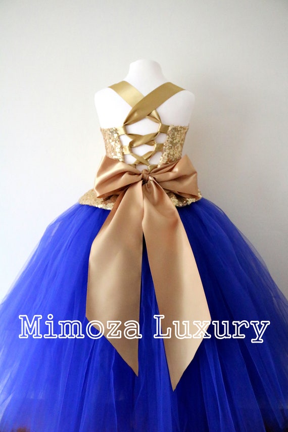 gold and royal blue wedding dress