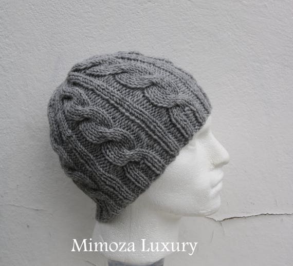 Light Grey Men's Beanie hat, Hand Knitted Hat in light grey beanie hat, knitted men's, women's beanie hat , winter hat, light gray ski hat