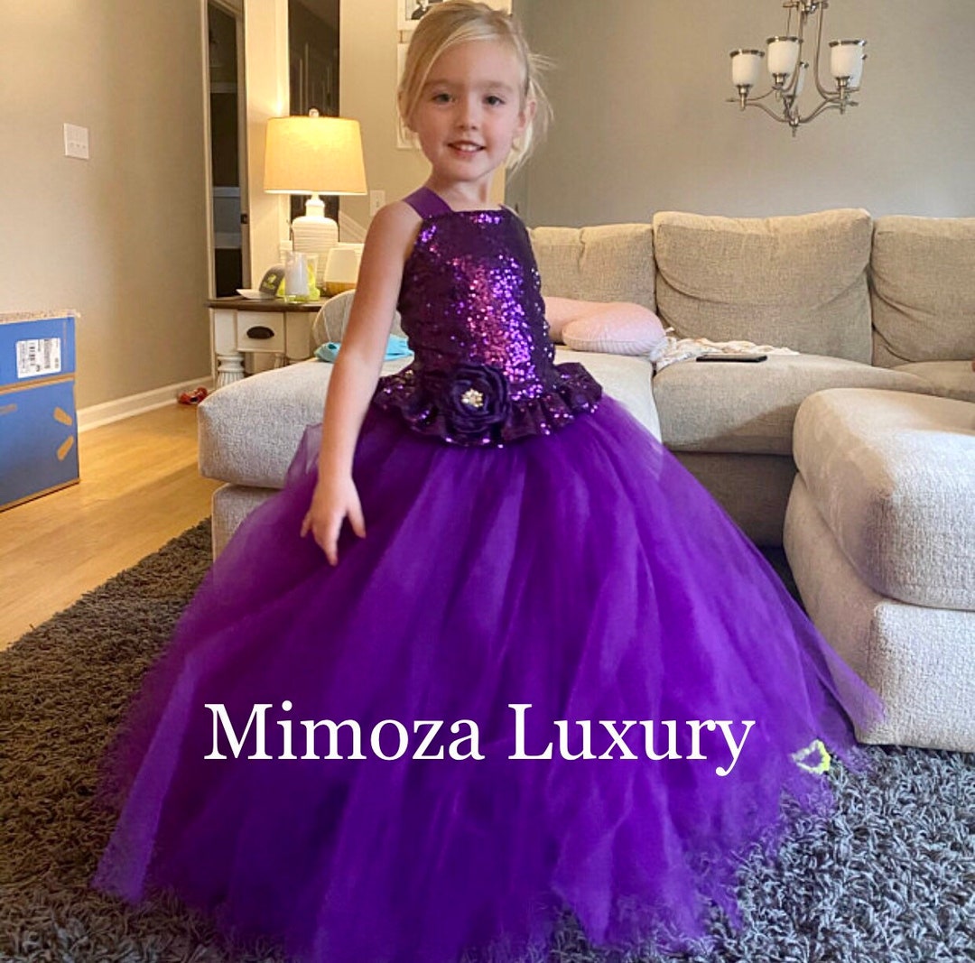 Purple Flower Girl Dress, Purple Tulle Princess Dress, Made to Measure ...