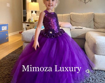 Purple Flower Girl dress, purple tulle princess dress, made to measure