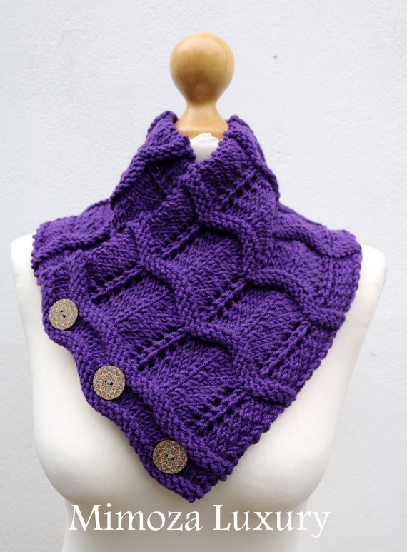 Womens Winter Hand Knitted Scarf, wool neck warmer