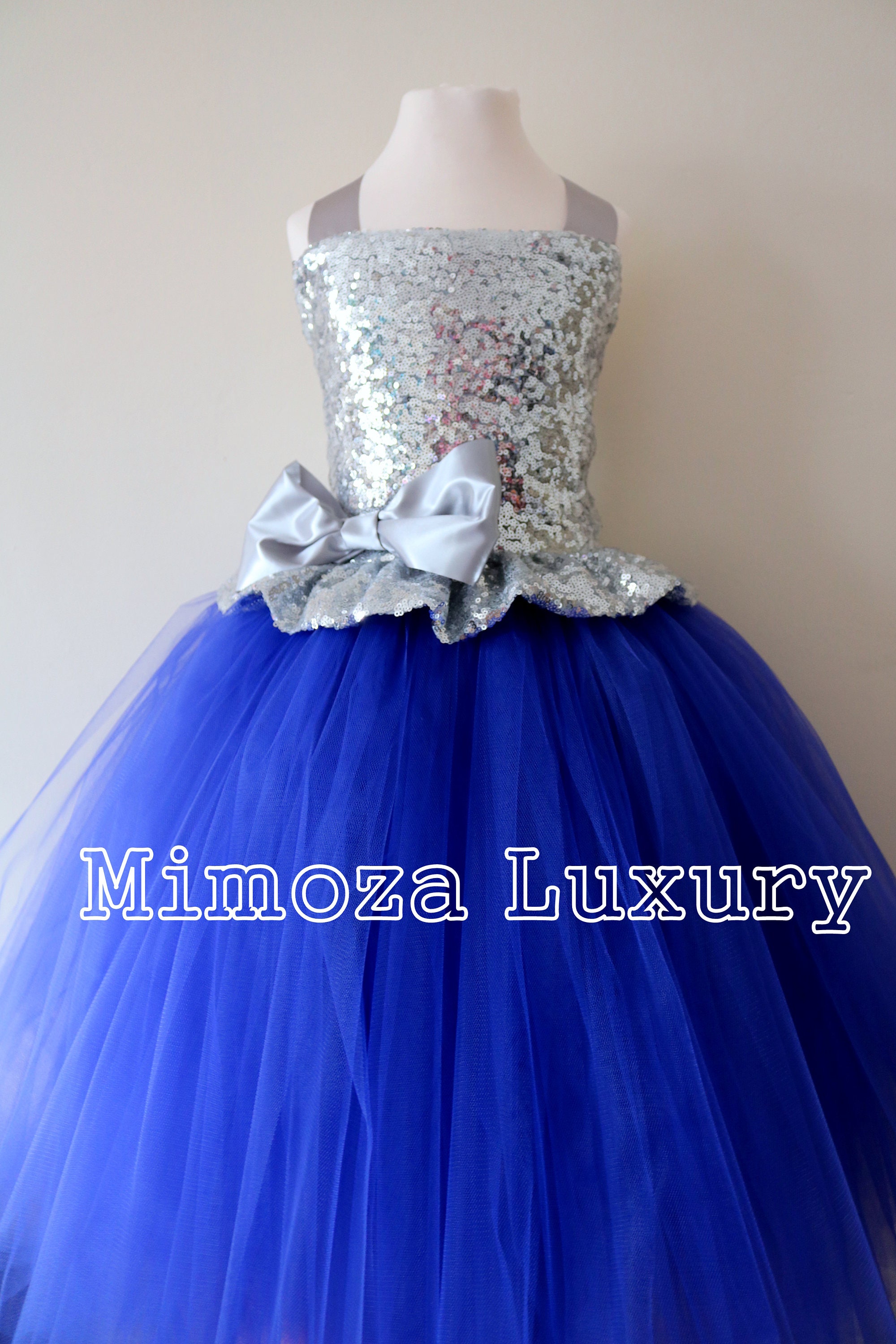 Silver and Blue Ombre Glitter Dress by SantoriniDress