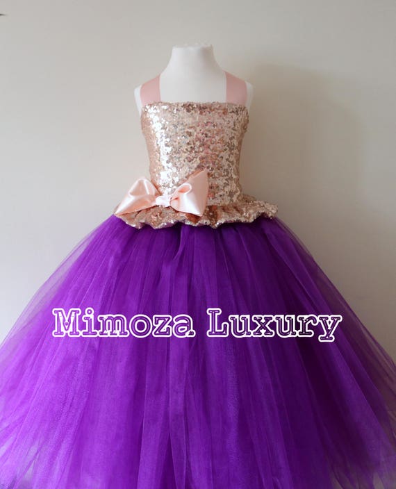 Rose Gold & Purple Flower girl dress