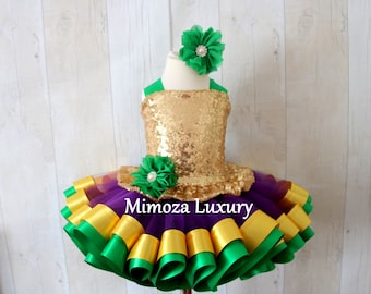 Mardi Gras Costume, mardi grass outfit, mardi grass dress, baby girl mardi grass tutu, mardi grass baby dress, infant girl dress, mardi gras
