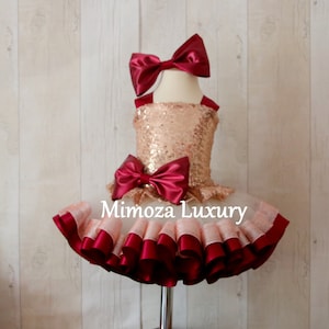 Luxury Burgundy and Rose Gold Sequin Birthday dress