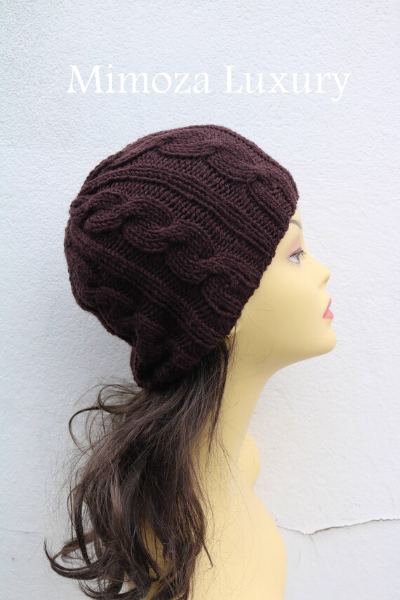 Chocolate Brown women's Beanie hat, Hand Knitted Hat in brown beanie hat, knitted men's, women's beanie hat , brown winter beanie, ski hat