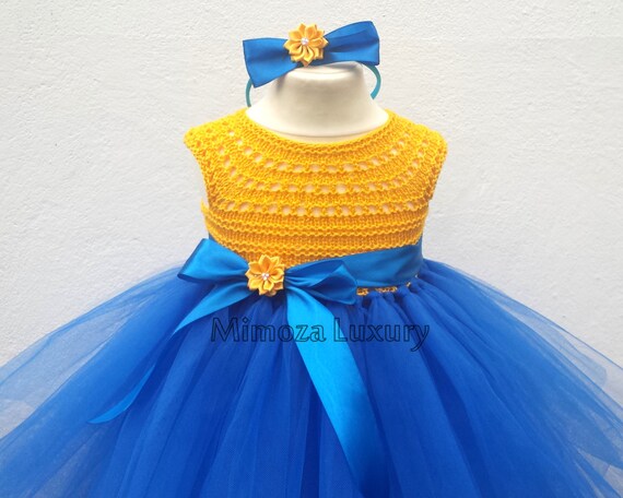 Minions tutu dress, minions dress outfit , minions princess dress, crochet top tulle dress minions yellow blue tutu dress minions birthday