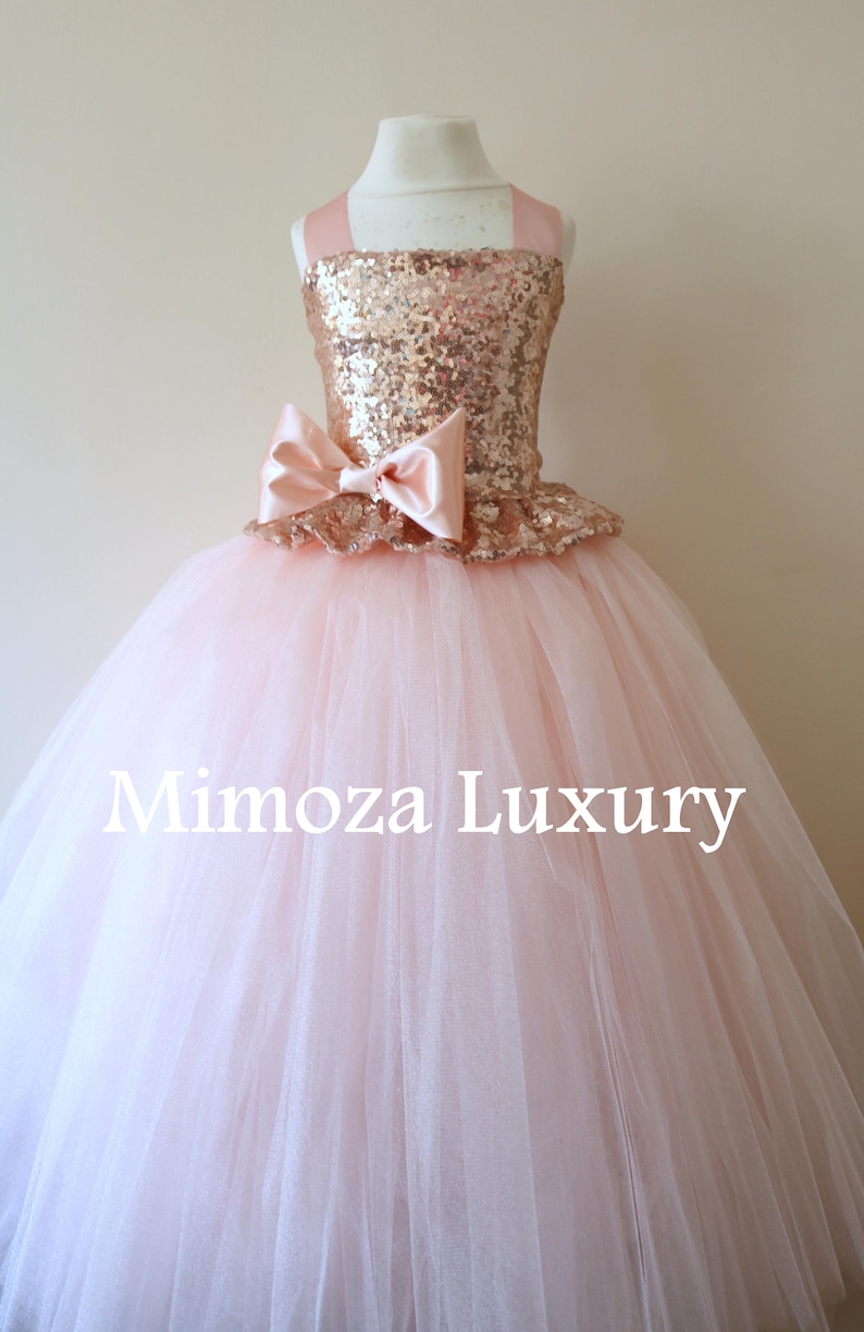 Blush Flower Girl Dress Rose Gold Bridesmaid Dress Couture Etsy UK