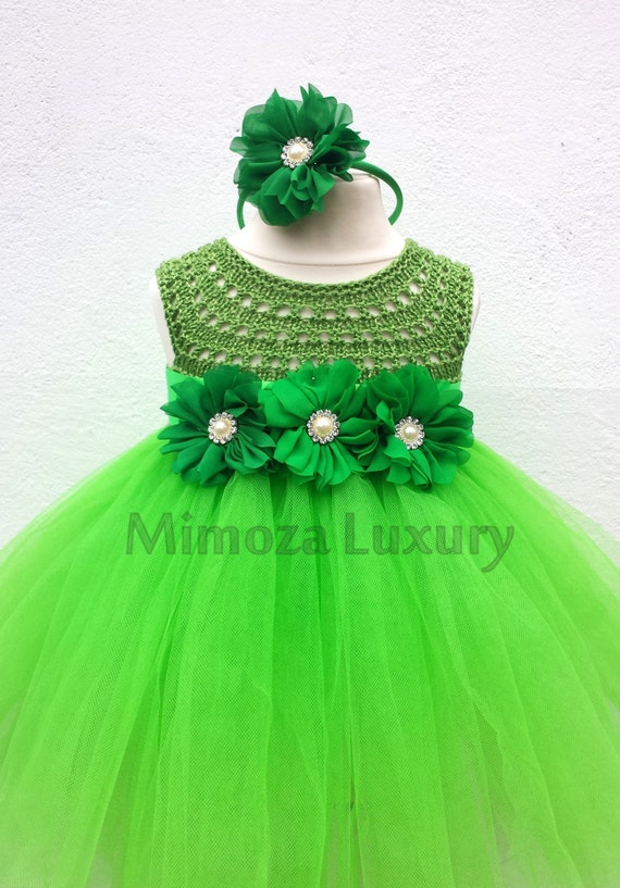 Green tutu dress girl discount