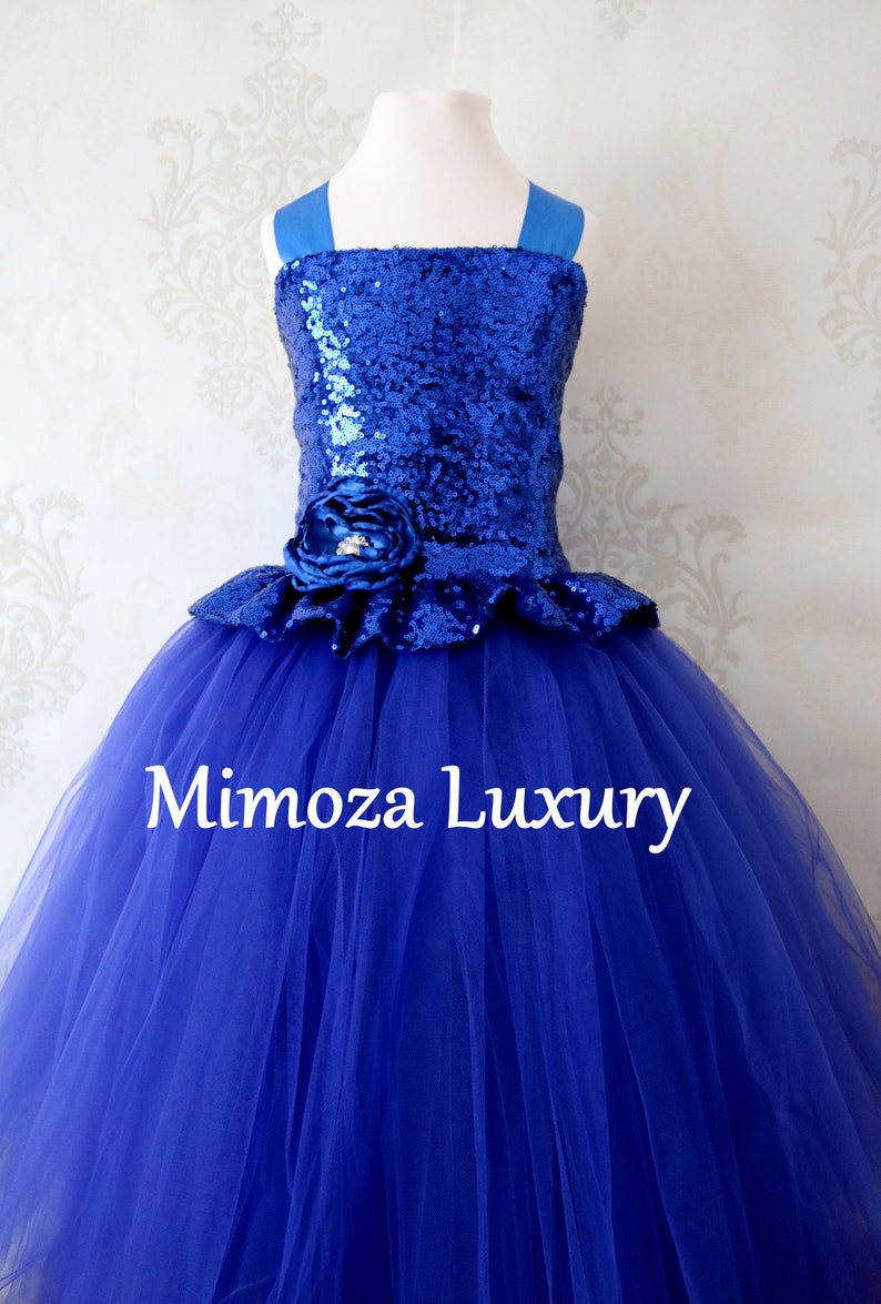 Royal Blue Sequin Flower Girl Dress Blue Sequin Bridesmaid - Etsy