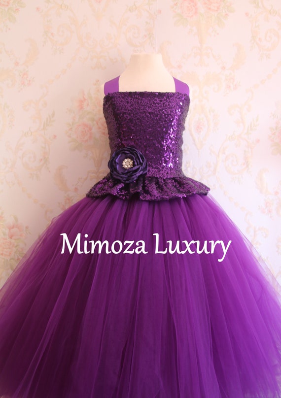 Purple Flower Girl dress, purple tulle princess dress, made to measure