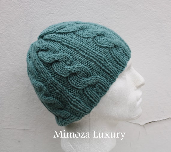 Pastel Green Men's Beanie hat, Hand Knitted Hat in pastel green beanie hat, knitted men's, women's beanie hat, winter beanie, green ski hat