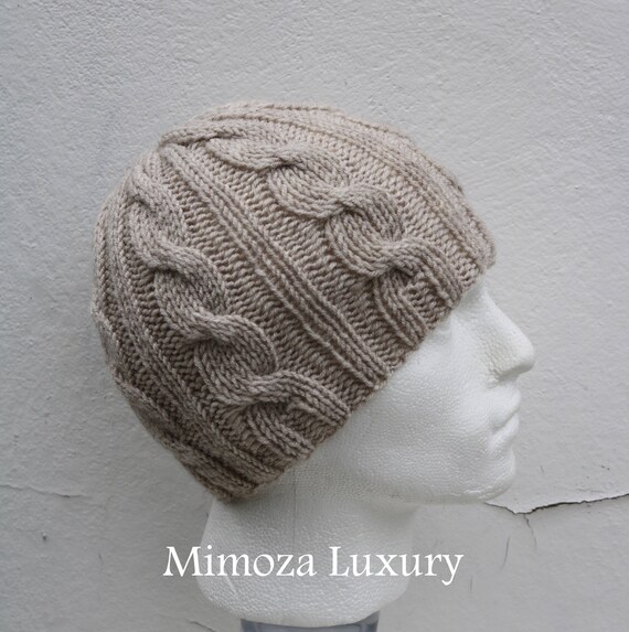 Light Beige Men's Beanie hat, Hand Knitted Hat in beige beanie hat, knitted men's, women's beanie hat , beige winter beanie hat, ski hat