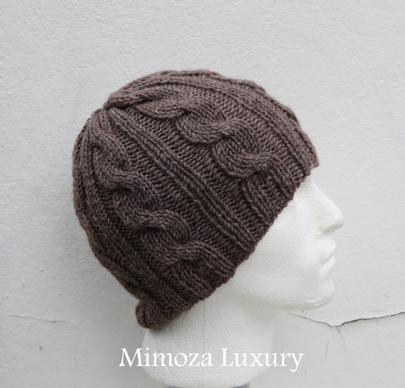 Taupe Brown Men's Beanie hat, Hand Knitted Hat in brown beanie hat, knitted men's, women's beanie hat , brown winter beanie hat, ski hat