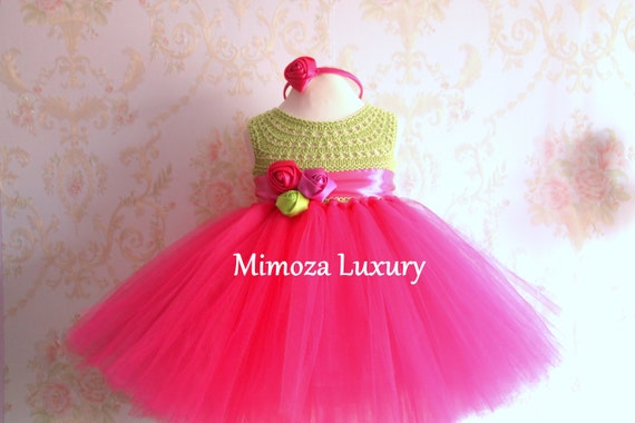 Green / Fuchsia girls dress