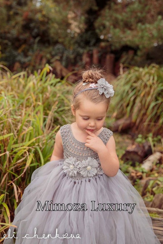 Grey Flower girl dress