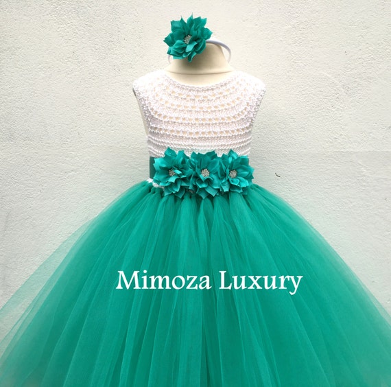 Sea green Flower girl dress