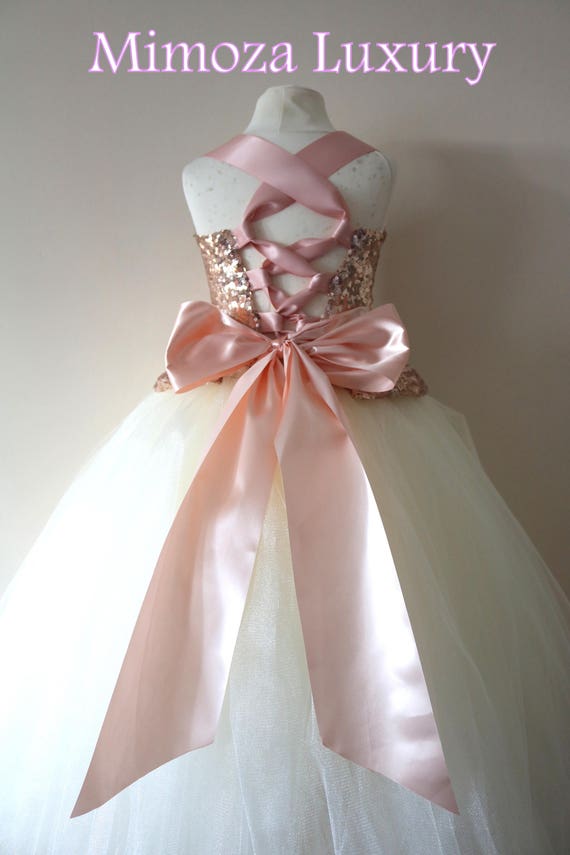 etsy rose gold flower girl dress