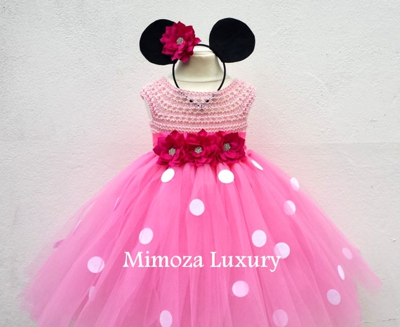 Minnie Mouse Birthday Dress, minnie mouse princess outfit, 1st birthday dress,2nd birthday dress, minnie mouse headband ears,disney princess