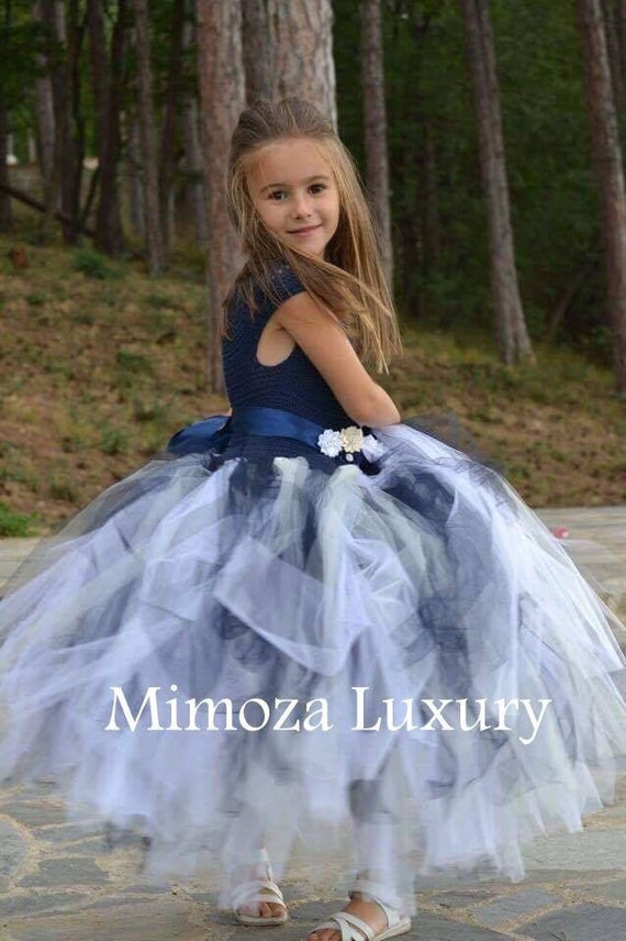 Nautical Navy Flower girl dress