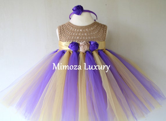 Purple/Beige baby girl dress