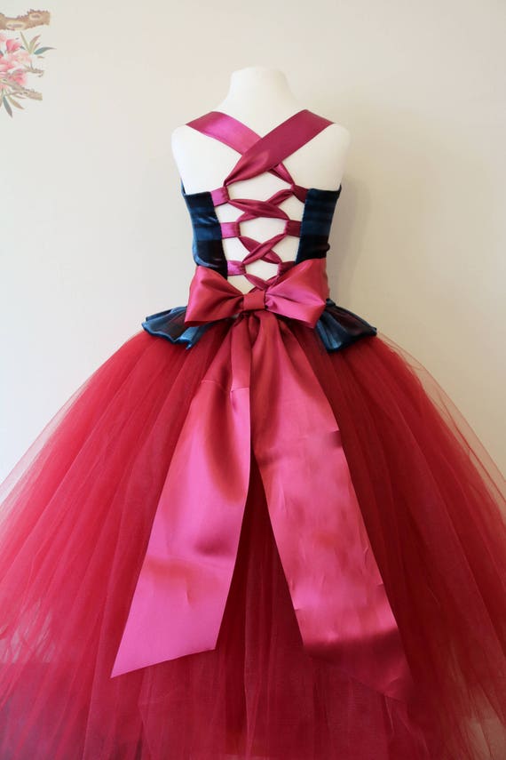 Tartan velvet Burgundy Flower Girl Dress, burgundy bridesmaid dress, tartan flower girl gown, bespoke girls dress, tulle princess dress