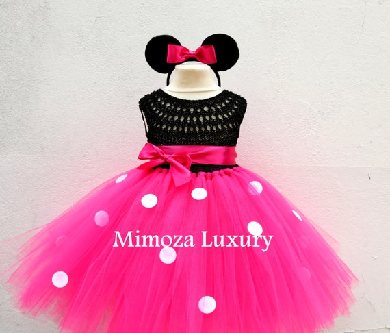 Minnie Mouse Birthday Dress, minnie mouse princess outfit, 1st birthday dress,2nd birthday dress, minnie mouse headband ears,disney princess