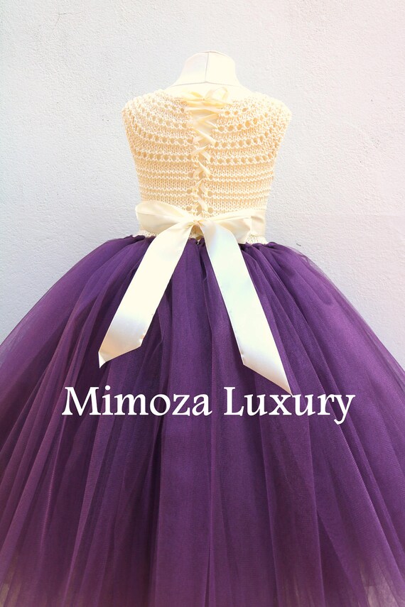 aubergine flower girl dresses