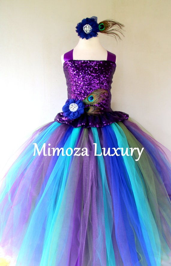 Peacock Girl Dress, purple sequin peacock dress, pageant peacock dress