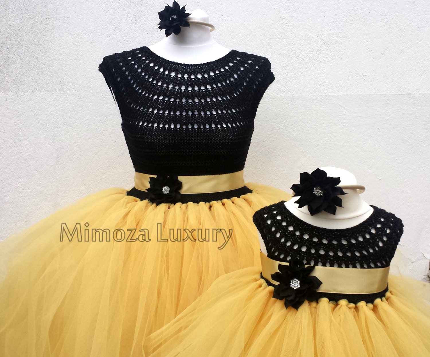 Mother Daughter Matching Dress Yellow Layered Gown IBF-JSMD-558 –  iBuyFromIndia