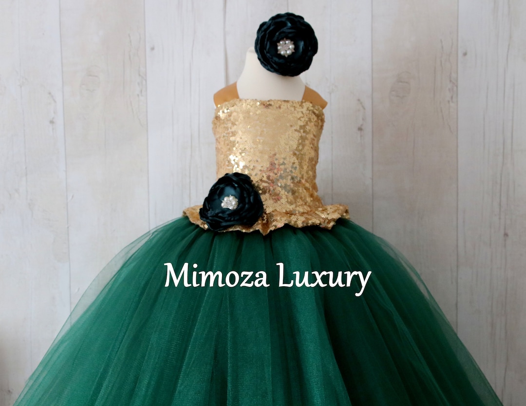 Gold & Bottle Green flower girl dress Gold & Bottle Green flower girl dress
