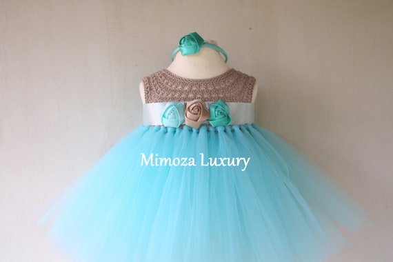 Mint/Beige baby tutu dress