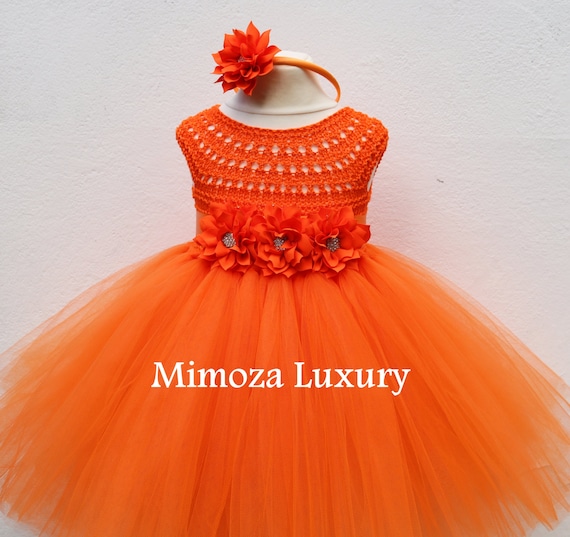 Orange Flower girl dress