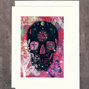 Alle Seelen Tag Zucker Schädel Dia de Los Muertos der Tag der Toten leere Grußkarte für Mexikos Dia de Los Muertos