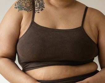 Hemp Bra, Organic Cotton Blend Bralette, Plant dyed brown Tank Bra, Natural Lingerie