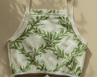 Organic Cotton Bra, Willow Print Bralette, Eco Lingerie