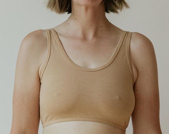 Sujetador de cáñamo, bralette de mezcla de algodón orgánico, sujetador de tanque de terracota teñido de plantas, lencería natural