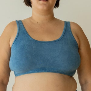 Hemp Bra, Organic Cotton Blend Bralette, Plant dyed Indigo Blue Tank Bra, Natural Lingerie