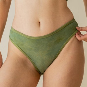 Hemp Blend Underwear, High-Waisted Briefs, Green Undies, Organic Cotton Blend