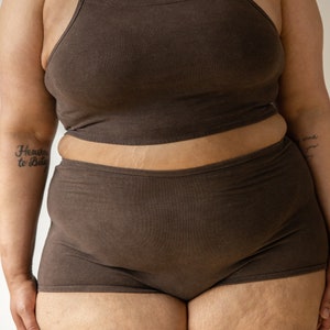 Hemp Blend Underwear, High-Waisted Briefs, Brown Undies, Organic Cotton Blend