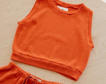Knit Sweater-vest, Organic Cotton Tank, Orange Hemp Sweater Top