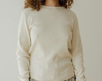 Organic Cotton Waffle Shirt, Long Sleeve Thermal Top, Unisex Long Underwear