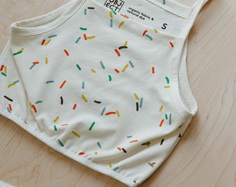 Organic Cotton Tank Bra: Women's Bralette with Rainbow Sprinkles Print