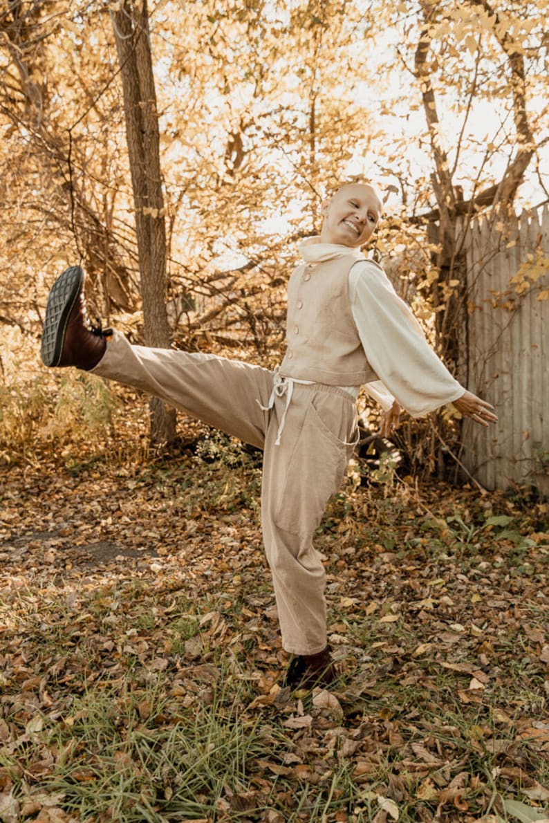 Hemp Lounge Pant, Genderless Clothing, Plant dyed Sweat Pants, Tan Pocket Pants image 9