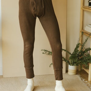 Organic Long Underwear, Brown Long Johns, Mens & Womens Thermal Underwear, Unisex Winter Underwear image 2