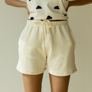 Ribbed Hemp Short, Organic Genderless Clothing, Plant dyed Pocket Shorts, Natural Tie Pant image 8